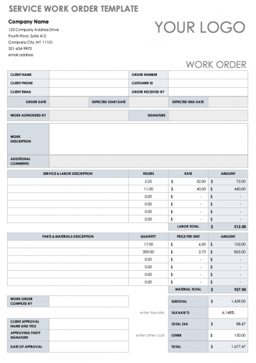 work-order-excel-template